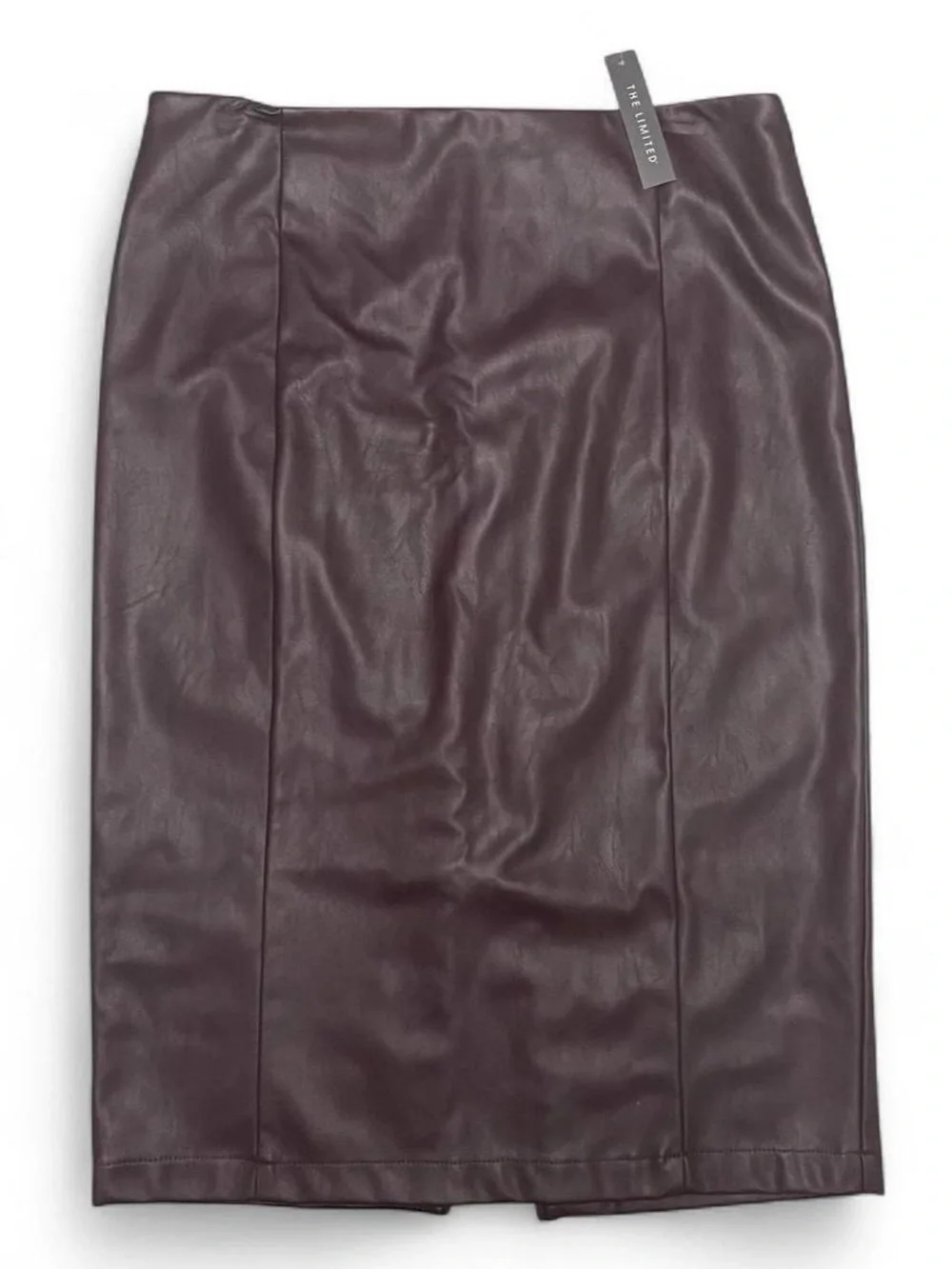 NWT The Limited Fine Port Burgundy Faux Leather Midi Pencil Skirt 8 Grunge 90s